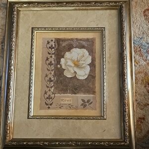 Framed Floral Art with Gold Frame By Vivian Flasch
